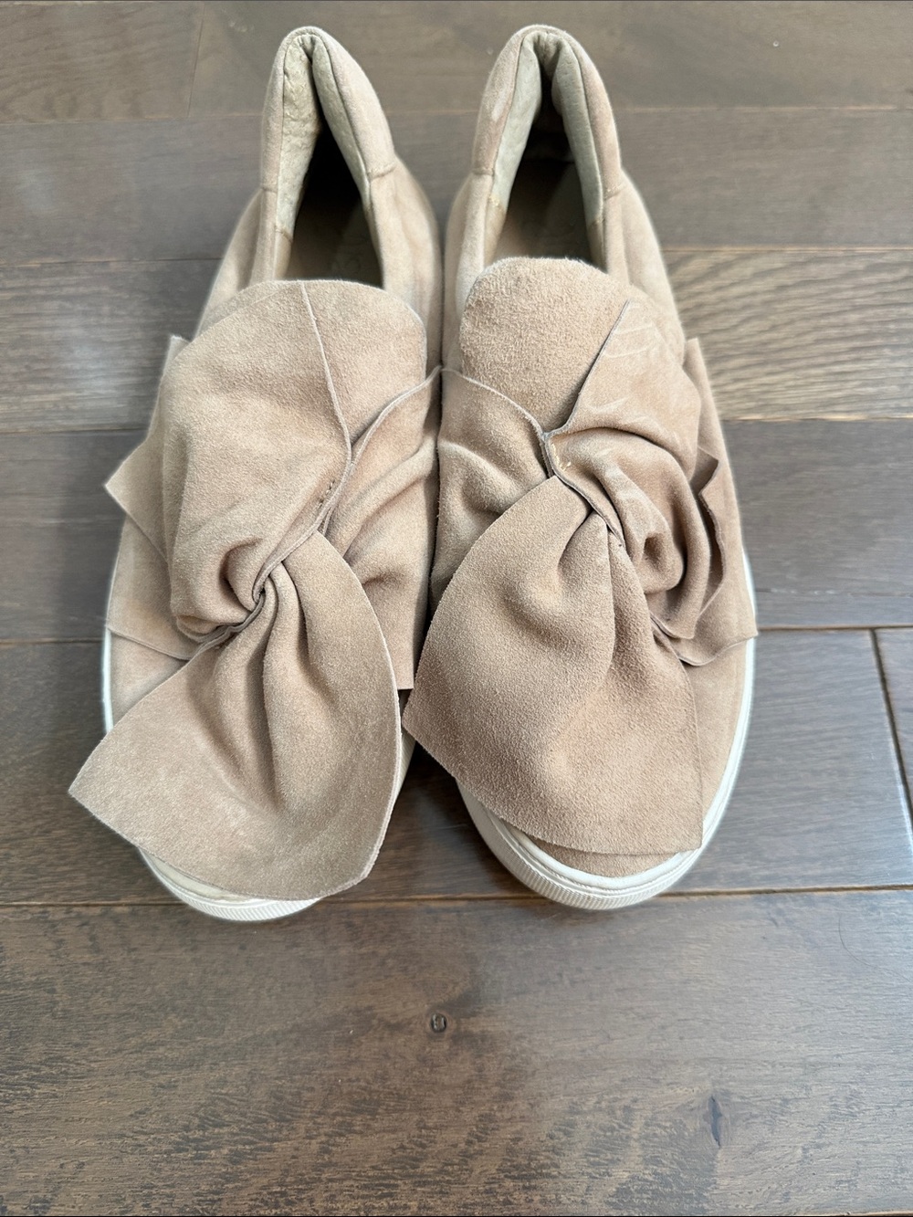 J Slides Taupe Slip-On Knotted Bow Mules